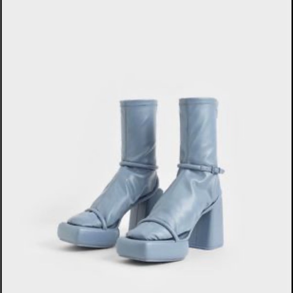 Lucile Platform Calf Boots - Blue EU 37/ US 7 - Picture 1 of 10